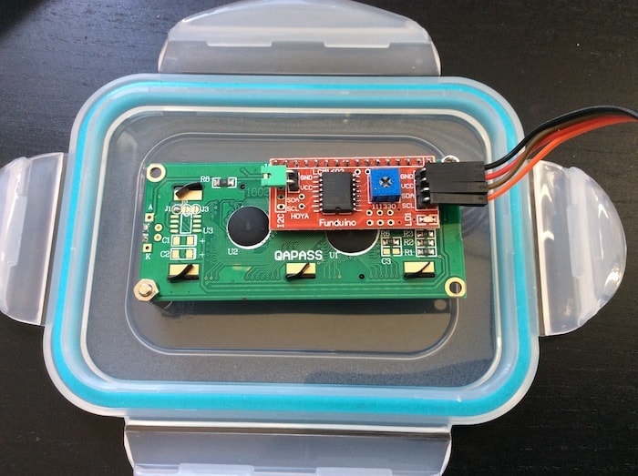 Lid of the enclosure with air-tight seal. The LCD screen is mounted directly on the lid.